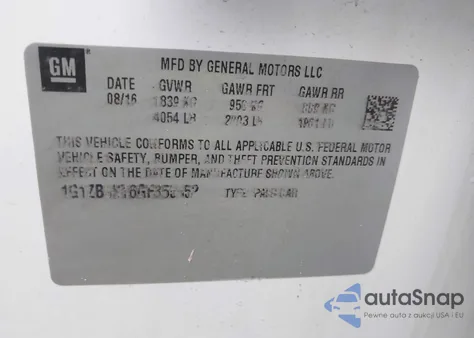 2016 Chevrolet Malibu Ls из США, поврежденный, VIN 1G1ZB5ST6GF355552